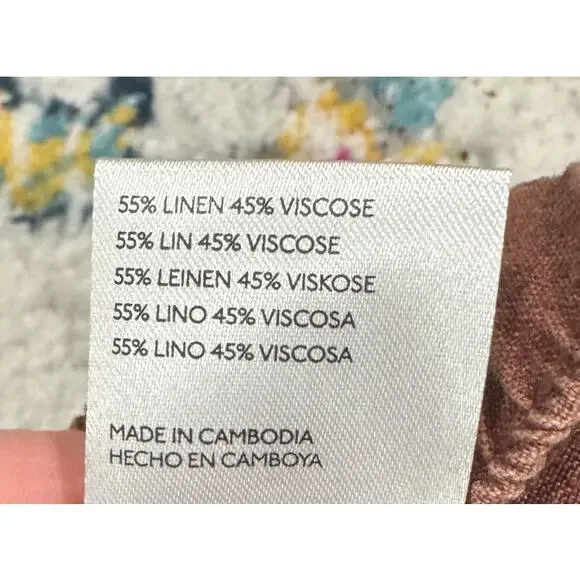 PILCRO Anthropologie Linen Blend Drawstring Pull On Pants Trousers Size S - Picture 5 of 5